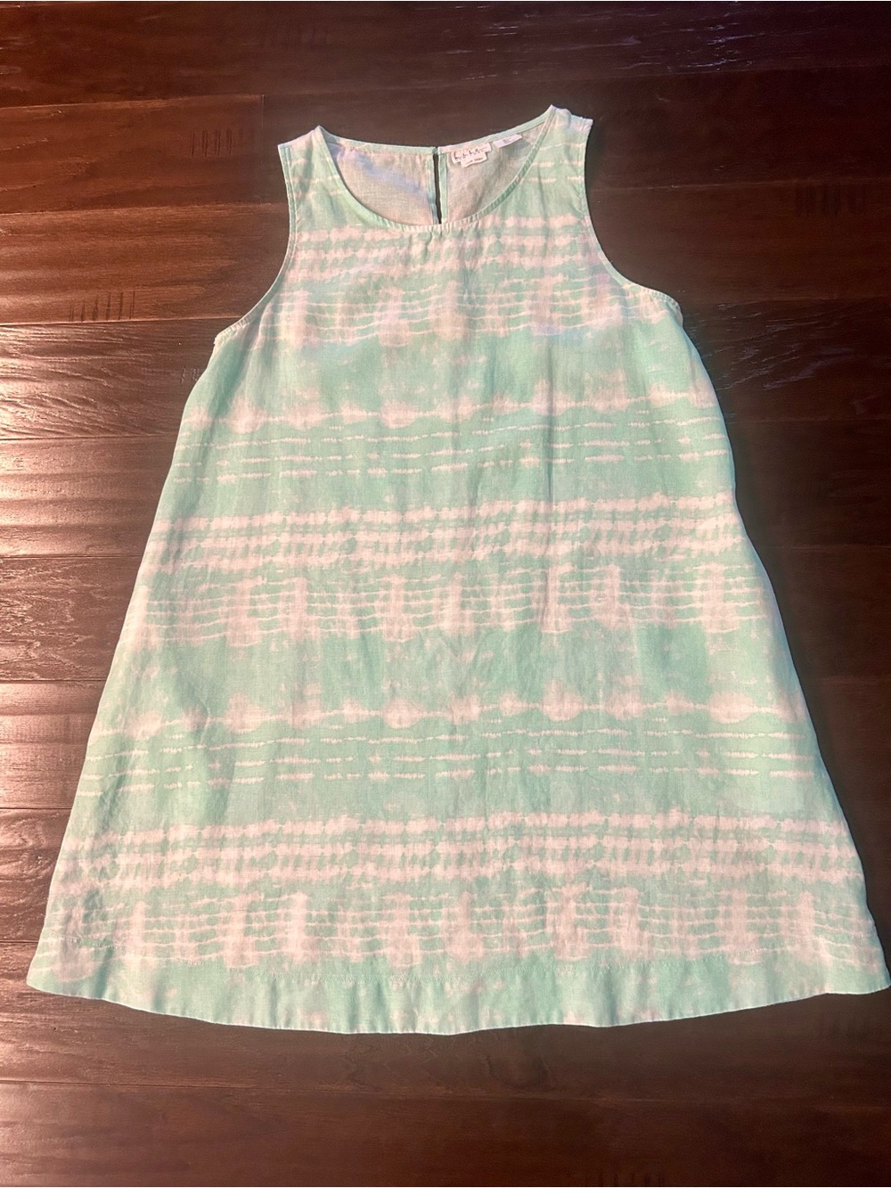 Sleeveless Mint Tie-Dye Casual A-Line Dress